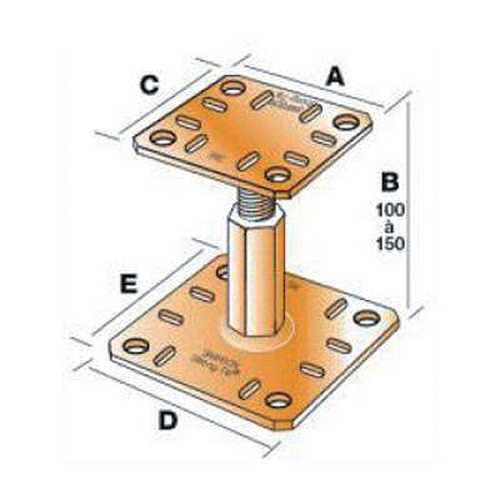 PIED DE POTEAU RÉGLABLE PPRC AVEC GOUJONS