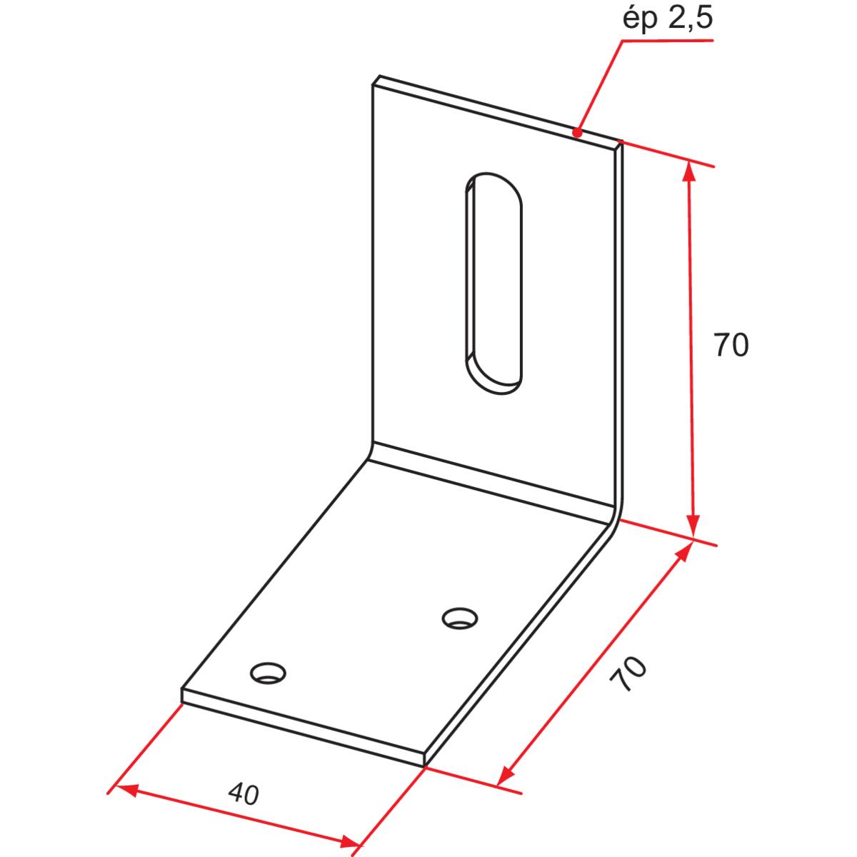 PATTE ÉQUERRE 70 X 70 X 40 MM