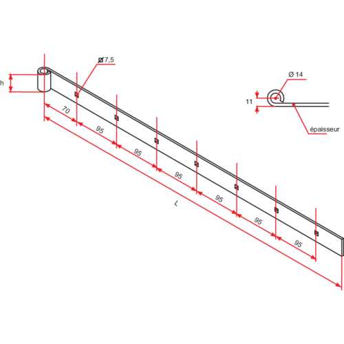 PENTURE DROITE - INOX Ø14 X 1000 MM