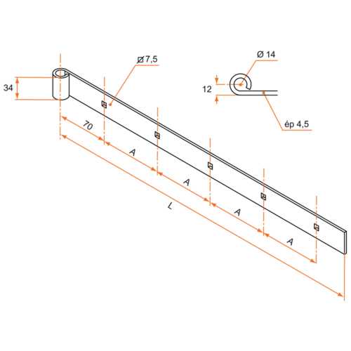 PENTURE DROITE - ACIER NOIR Ø14 X 700 MM