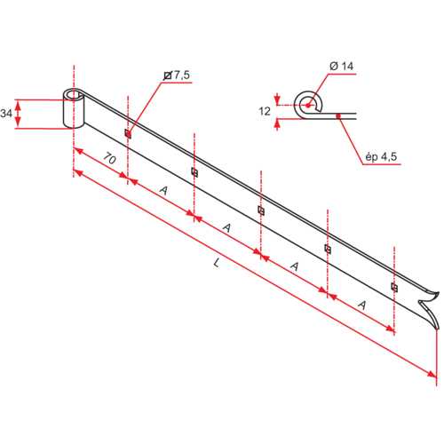 PENTURE QUEUE DE CARPE - ACIER NOIR Ø14 X 400 MM