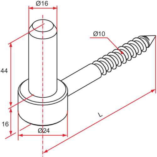 GOND TIREFOND Ø16 MM - Ø10 X 90 MM