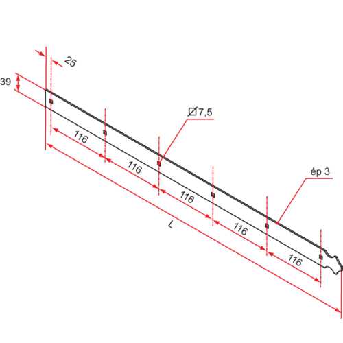 CONTRE-PENTURE DROITE 795 MM - ALUMINIUM BLANC