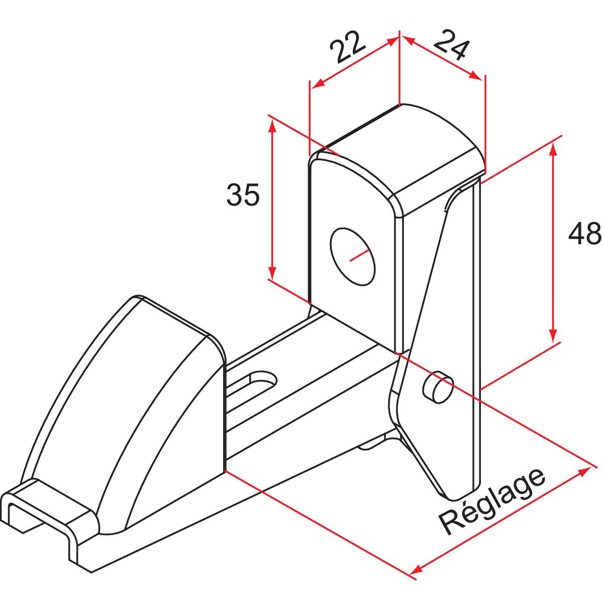 ARRÊT DE VOLET AUTOMATIQUE / EP. 5 À 50 MM - NOIR