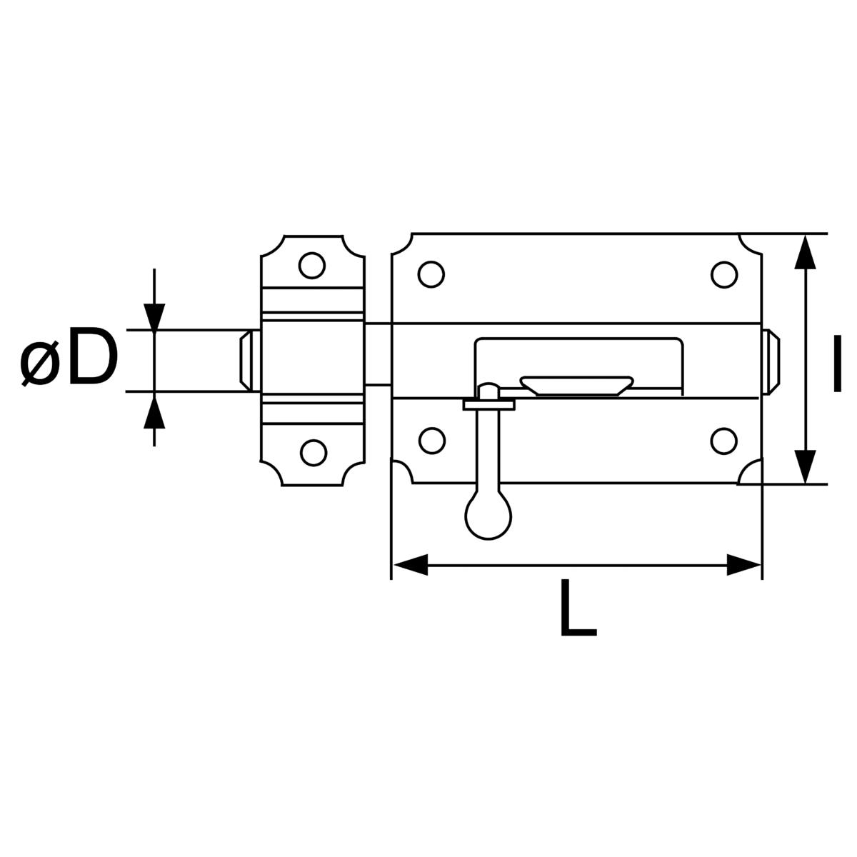 VERROU DE BOX ZINGUÉ NOIR Ø 14 MM