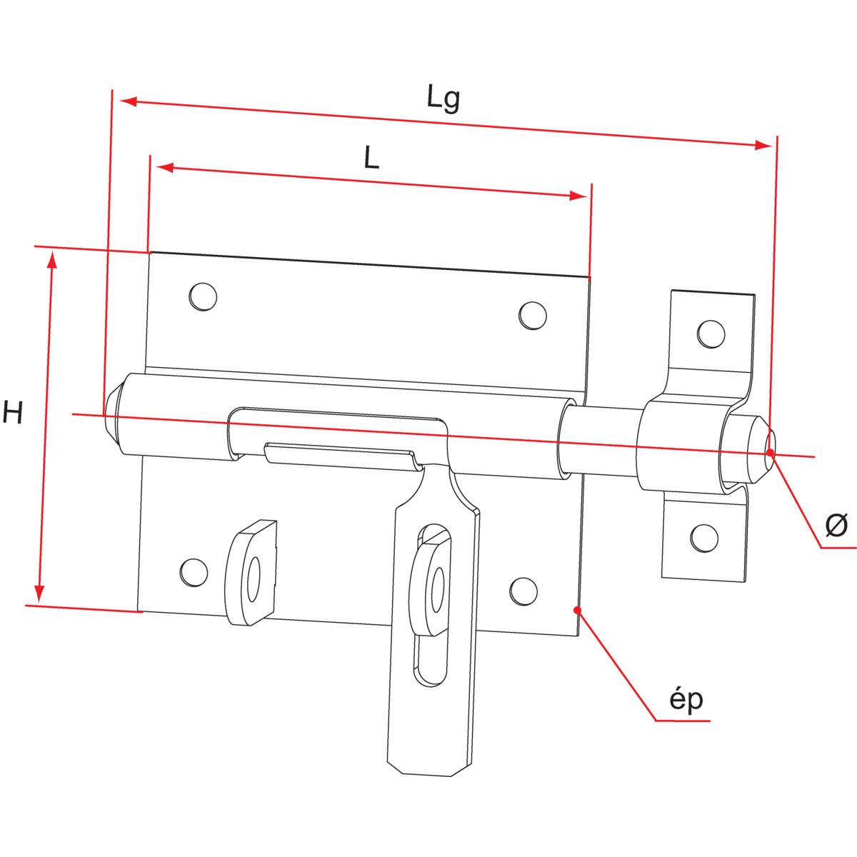 VERROU DE BOX PORTE-CADENAS Ø 10 MM - INOX A4