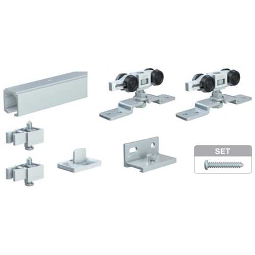 FERRURES + RAIL 2,00 M POUR PORTE COULISSANTE - ALUTECH 40 KG