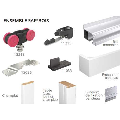 FERRURES + RAIL POUR PORTE BOIS