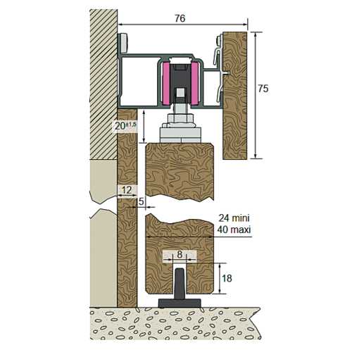 FERRURES + RAIL POUR PORTE BOIS