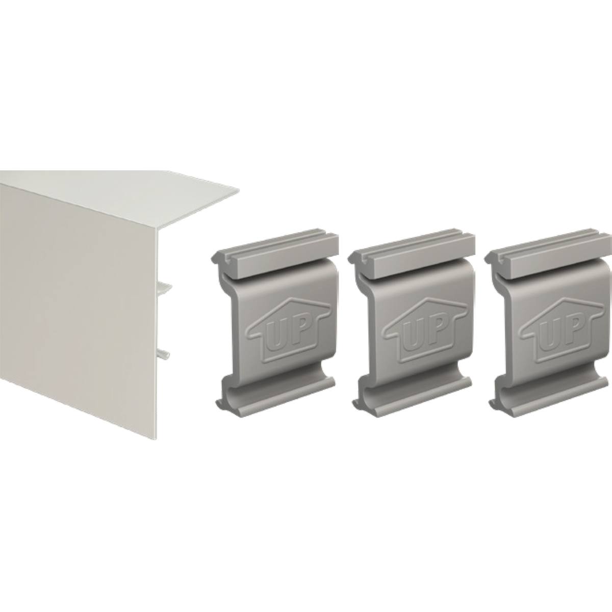 BANDEAU INTÉGRAL ALU ANODISÉ 1950 MM + 3 CLIPS POUR FIXATION MURALE