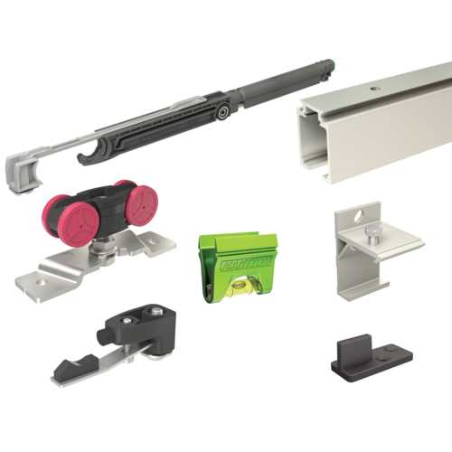 KIT POUR PORTE COULISSANTE SAF-ÉVOLUTION 10-80 KG RAIL 1950 MM + AMORTISSEUR 21-60KG