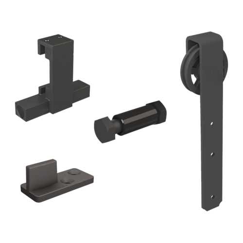 KIT FERRURES POUR PORTE COULISSANTE ROC DESIGN NOIRE JUSQU'A 120KG
