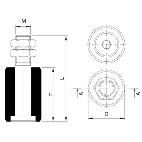 GUIDE OLIVE NYLON CYLINDRIQUE HAUTEUR 98 MM
