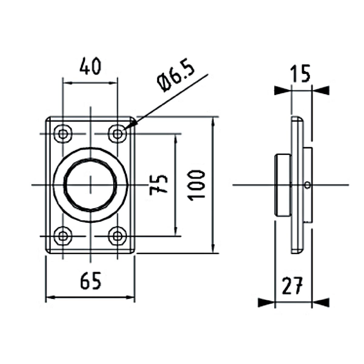 PLATINE DE FIXATION 100 X 65 MM À VISSER