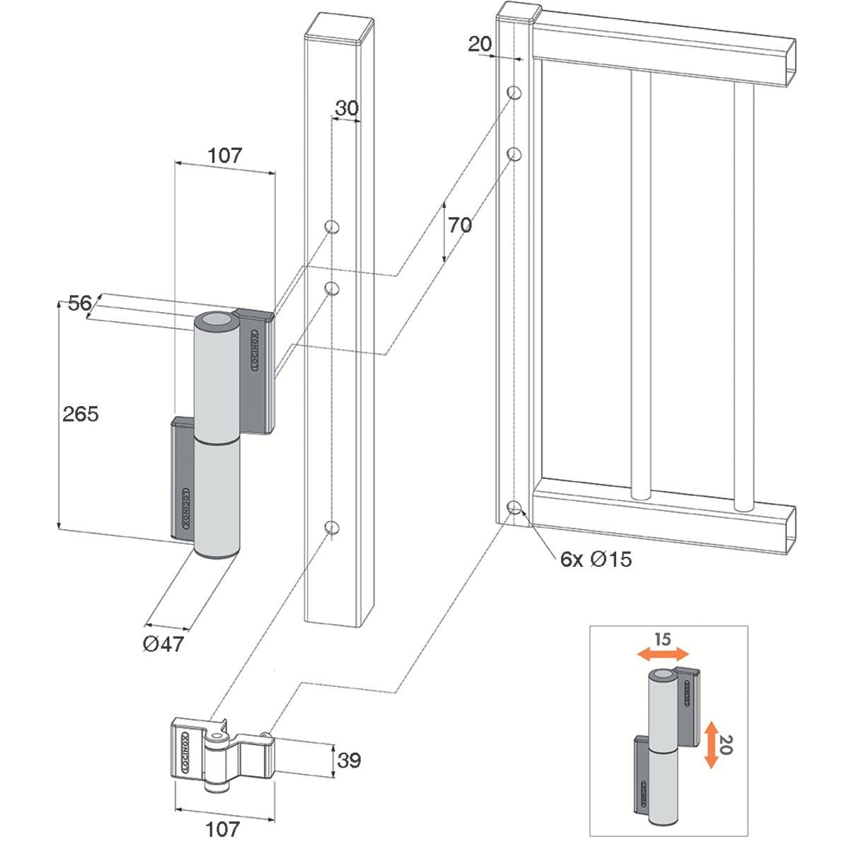 FERME-PORTAIL HYDRAULIQUE TIGER ET CHARNIÈRE PUMA ARGENT POUR VANTAIL 75 KG