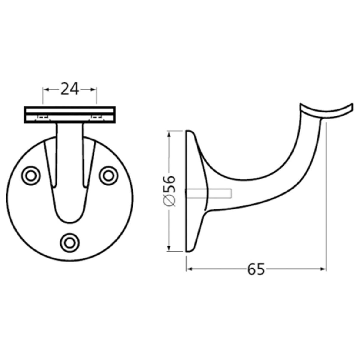 SUPPORT DE RAMPE ALUMINIUM SOCLE CONCAVE - NOIR MAT