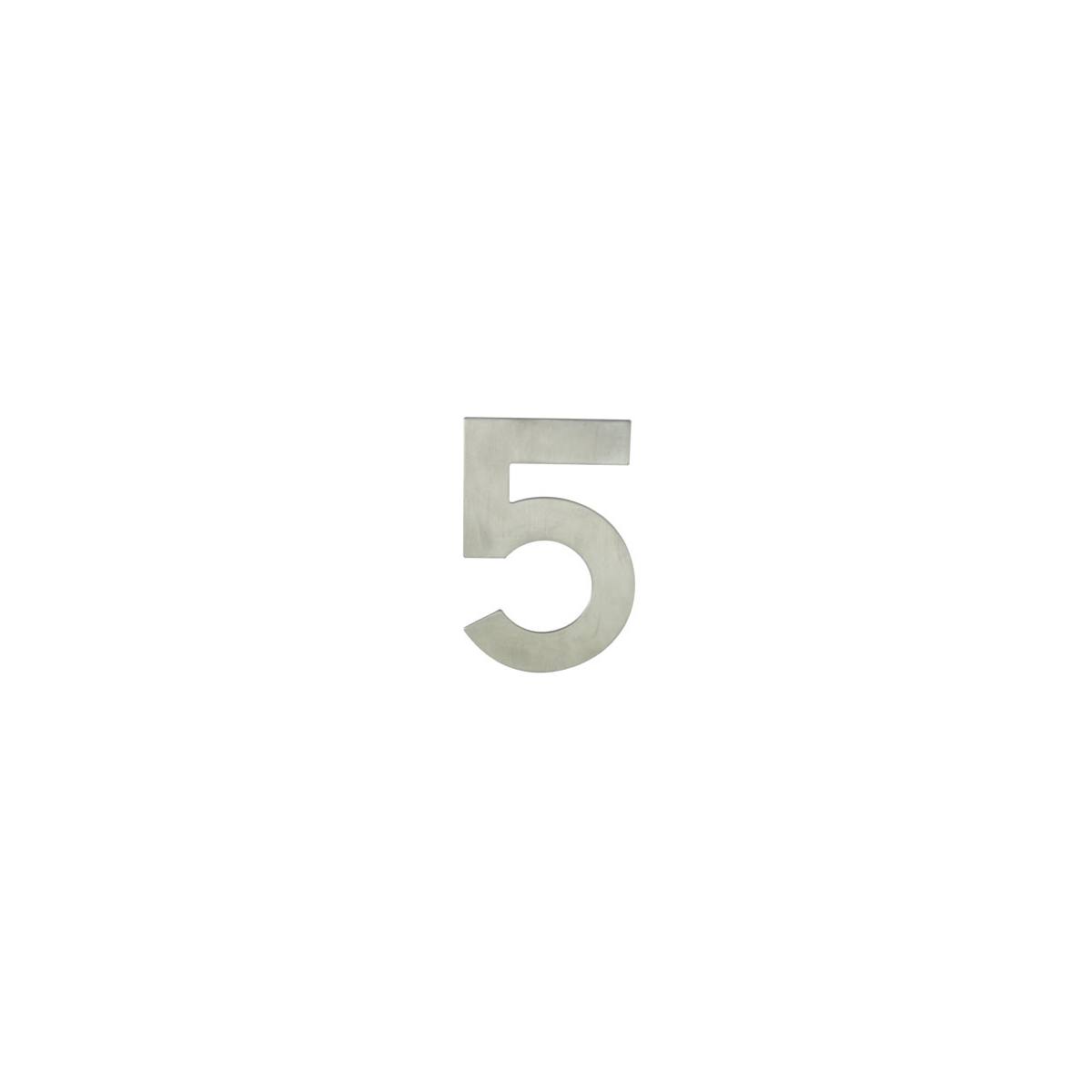 CHIFFRE 5 EN TOLE INOX