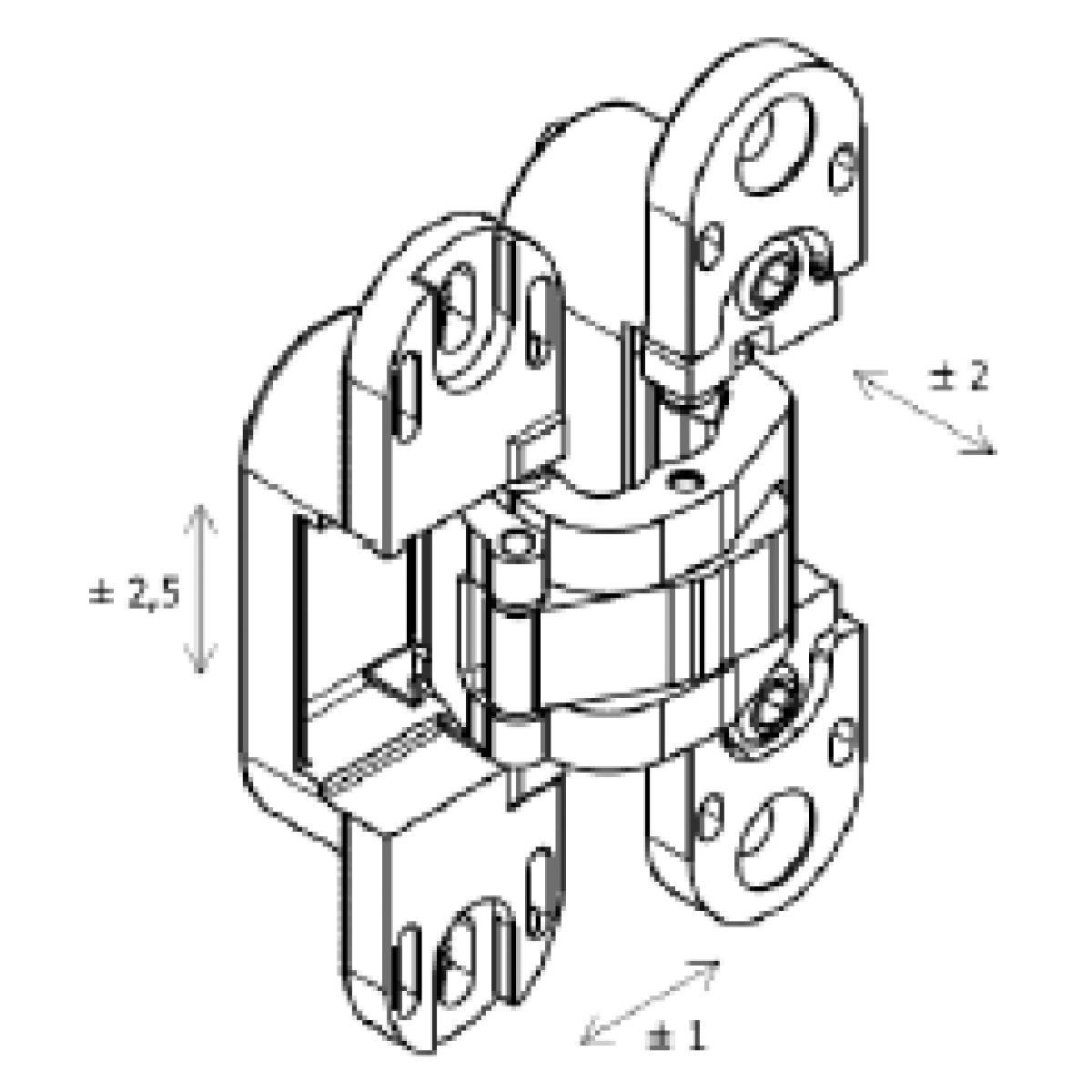 CHARNIÈRE INVISIBLE RÉGLABLE 95x23 60kg NOIR MAT