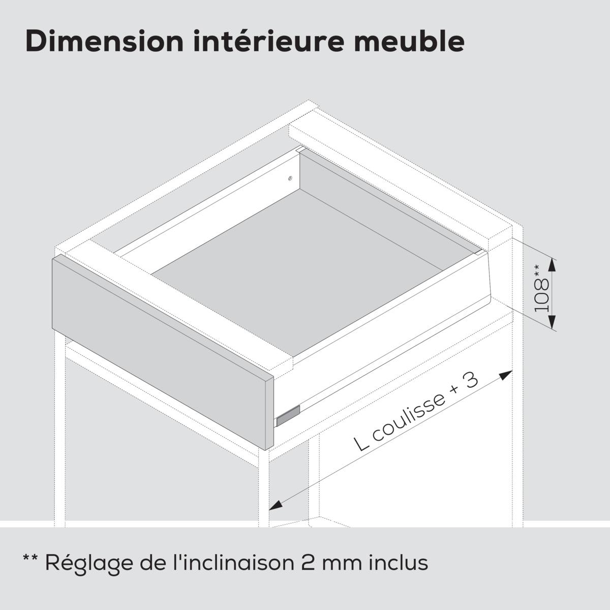 Aménagement de tiroir pour bloc largeur L 450 mm