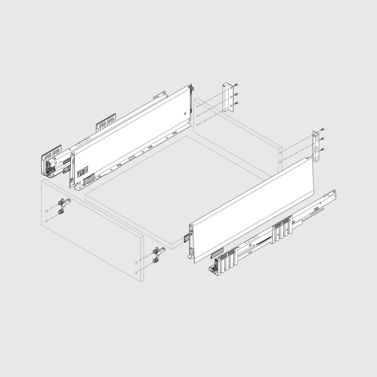 TIROIR MERIVOBOX K COMPLET SANS FACADE BLANC SOIE 40kg L=550mm