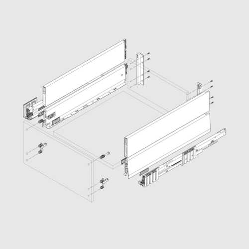 TIROIR BOX CAP MERIVOBOX E COMPLET SANS FACADE GRIS ORION 40kg L=600mm