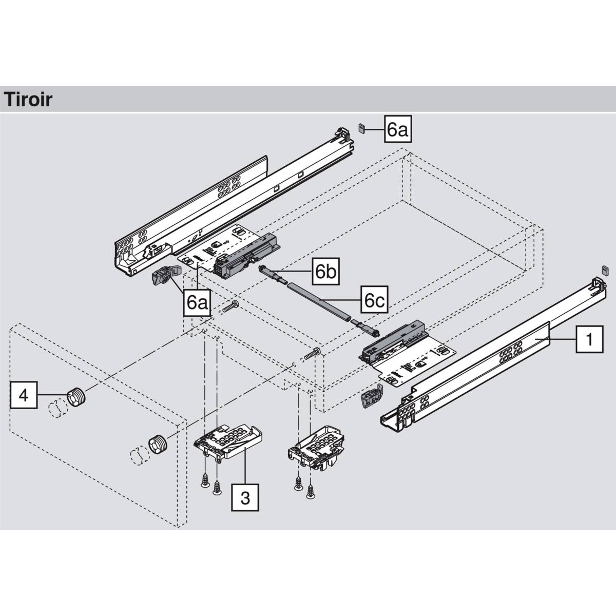COULISSE TANDEM 500 MM SORTIE TOTALE SANS BLUMOTION