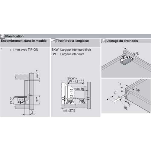 COULISSE TANDEM 500 MM SORTIE TOTALE SANS BLUMOTION
