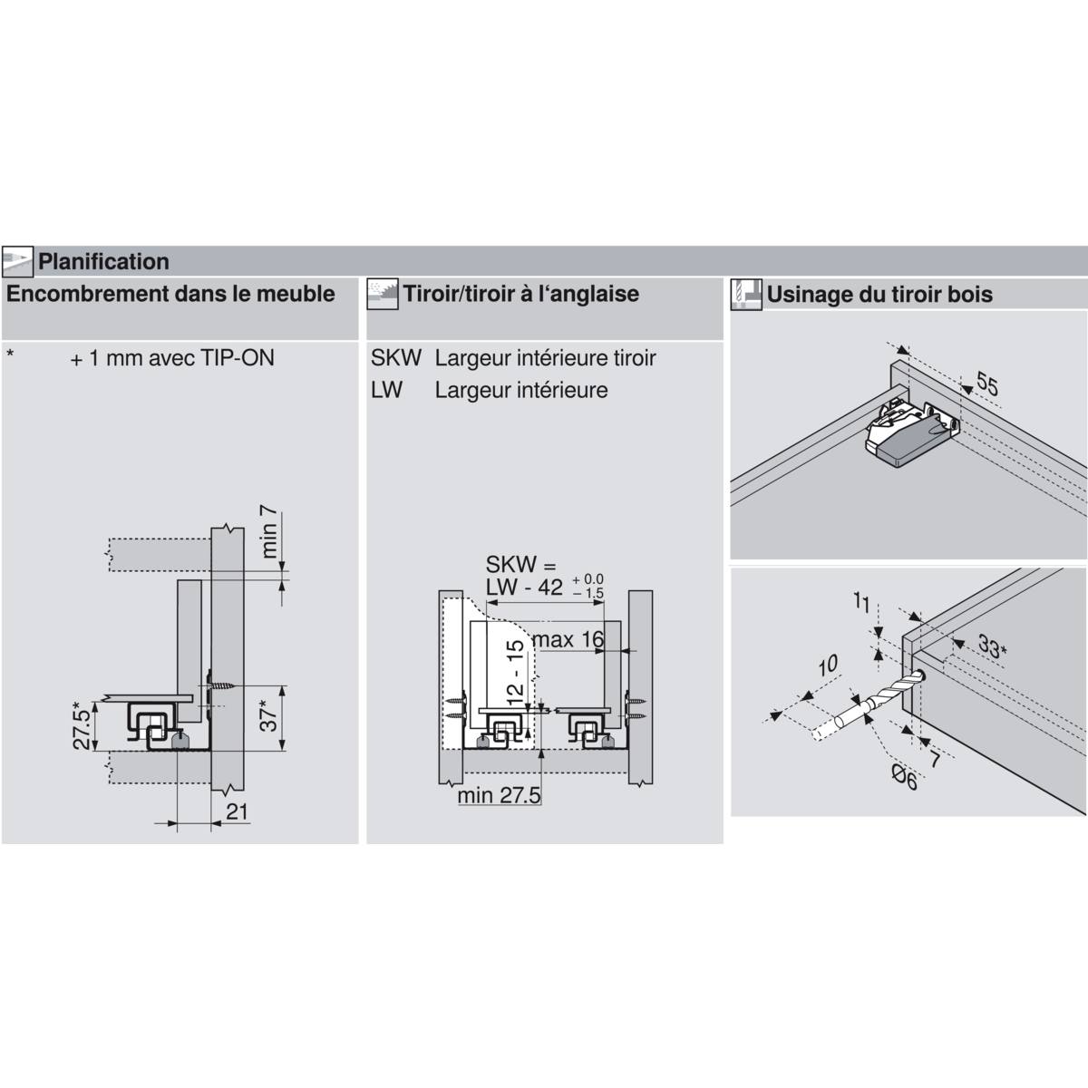 COULISSE TANDEM 500 MM SORTIE TOTALE SANS BLUMOTION