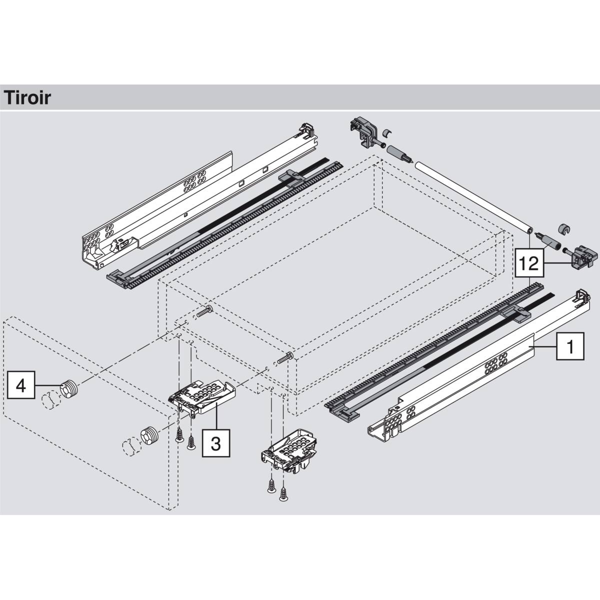 COULISSE TANDEM 400 MM SORTIE TOTALE AVEC BLUMOTION