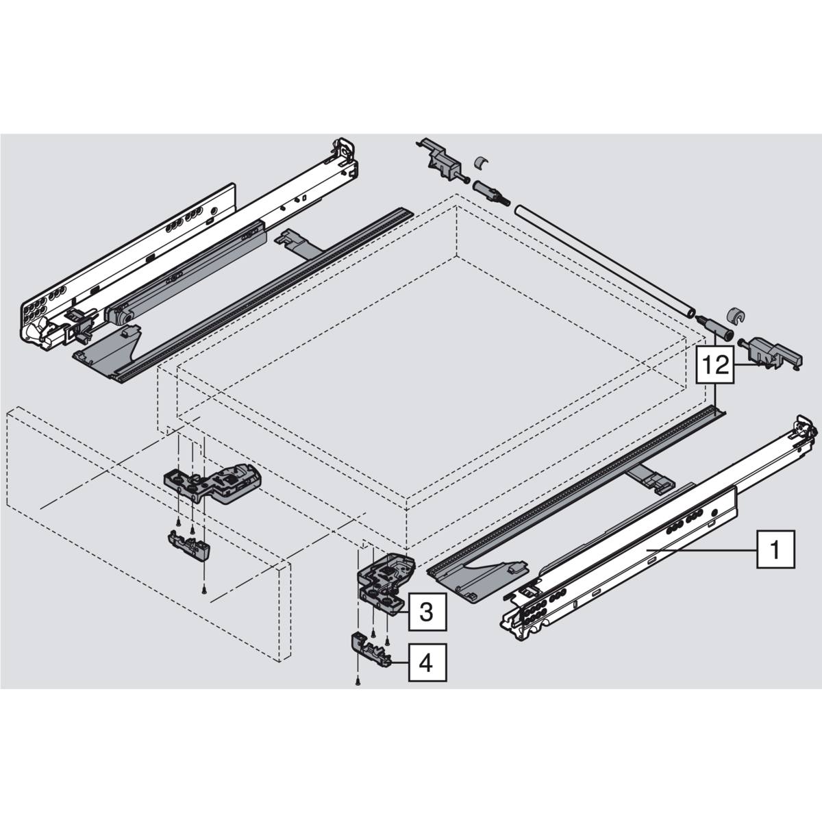 COULISSE MOVENTO 650 MM 60 KG AVEC BLUMOTION