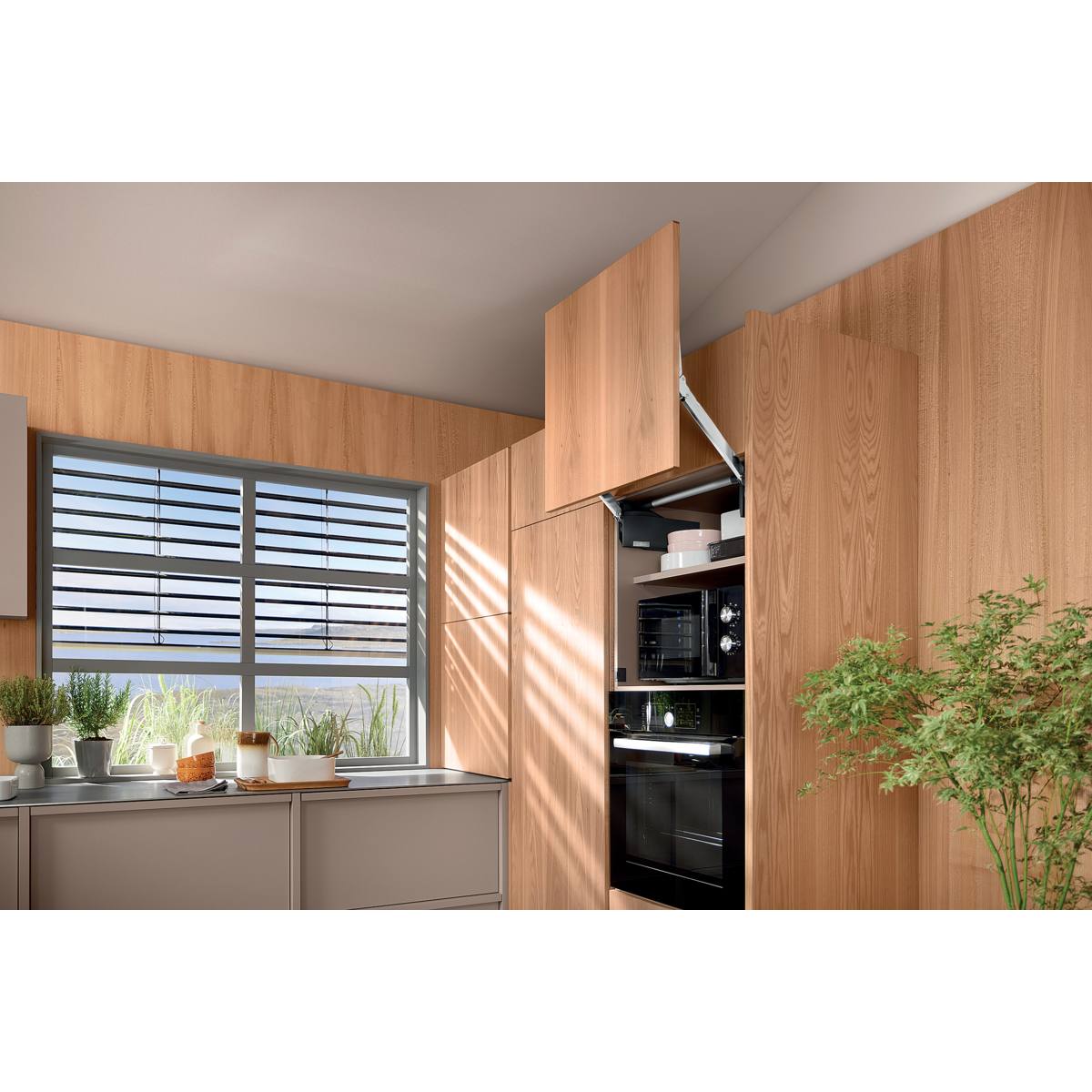 KIT AVENTOS 1 PORTE HL-TOP Ht 300-389 POIDS DE FACADE 1,5-9KG CACHE GRIS CLAIR