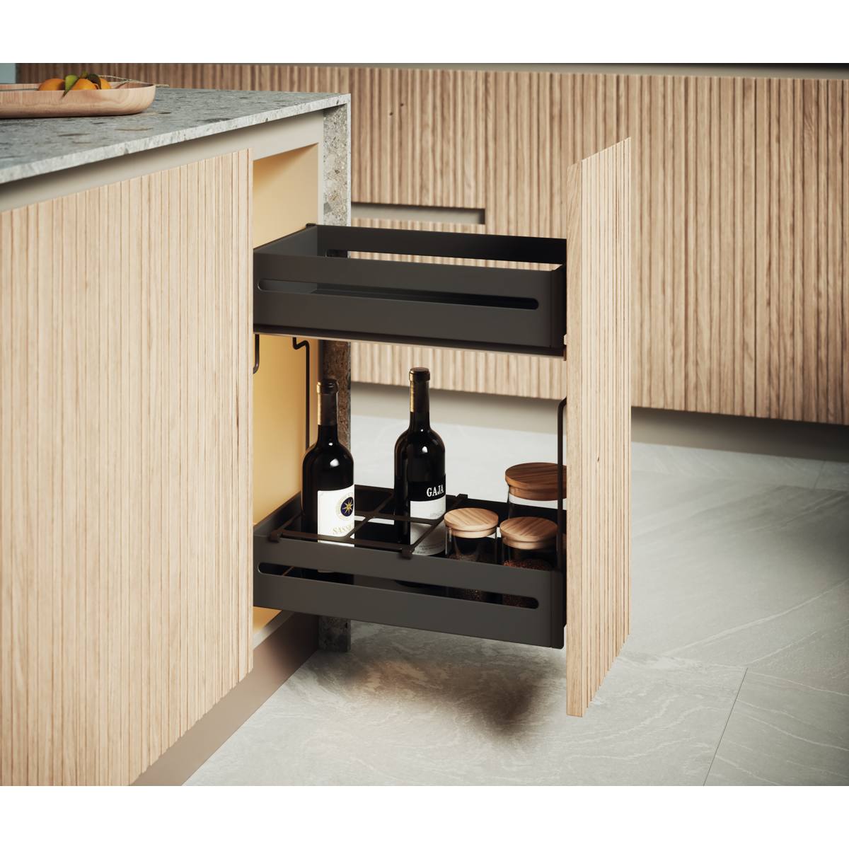 PORTE BOUTEILLES RANGE EPICE 30 CM SORTIE TOTALE- TOLE ANTHRACITE