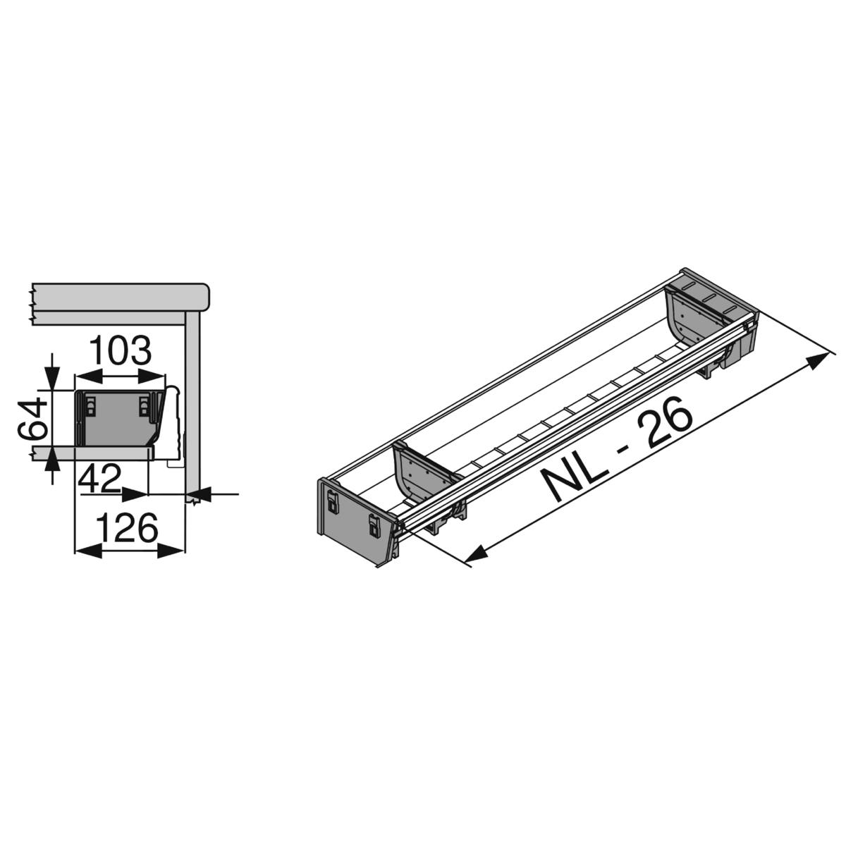 CASIER COUVERTS ORGA-LINE POUR MEUBLE DE 275 MM