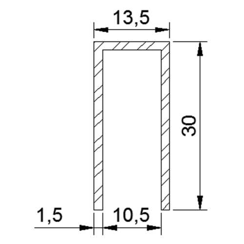 PROFILÉ U ALUMINIUM 3 M