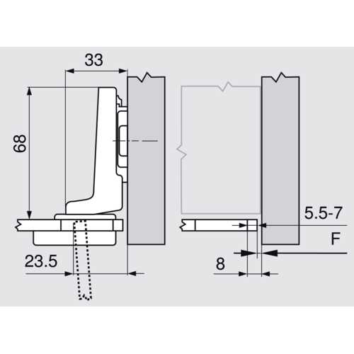 CHARNIÈRE 94° POUR PORTE EN VERRE À VISSER/À ENCASTRER
