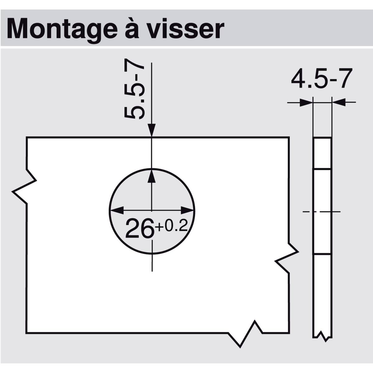 CHARNIÈRE 94° POUR PORTE EN VERRE À VISSER/EN APPLIQUE