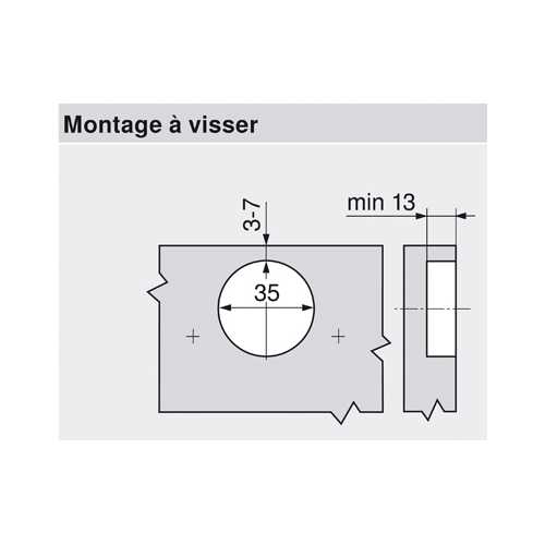 CHARNIÈRE 95° POUR PORTE DE RÉFRIGÉRATEUR INTÉGRABLE À VISSER