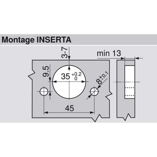 CHARNIÈRE D'ANGLE +45° III INSERTA
