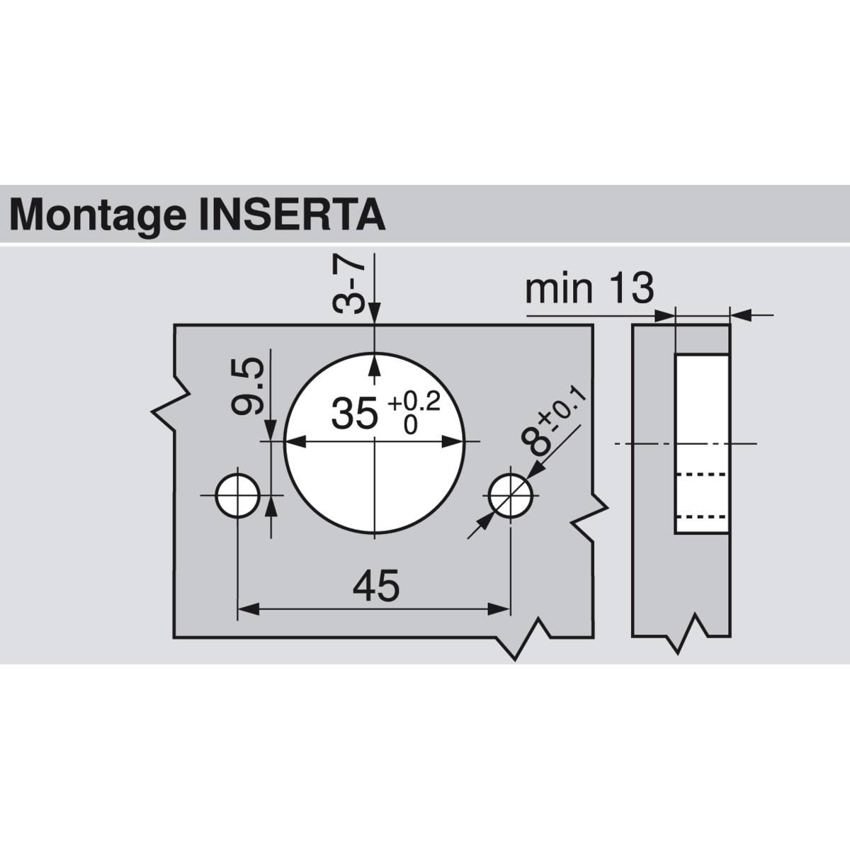 CHARNIÈRE D'ANGLE +45° III INSERTA