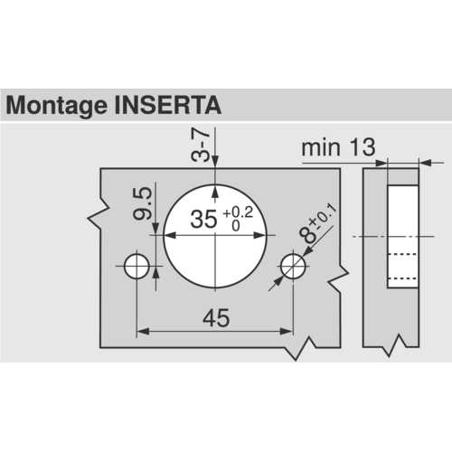 CHARNIÈRE D'ANGLE +15° INSERTA