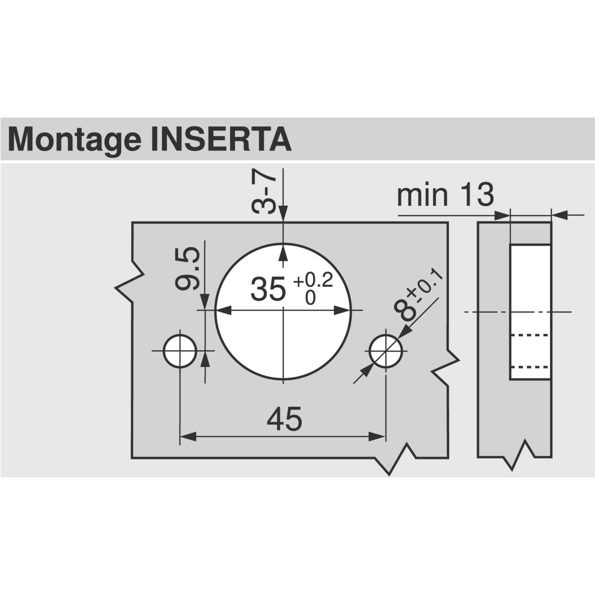 CHARNIÈRE D'ANGLE +15° INSERTA