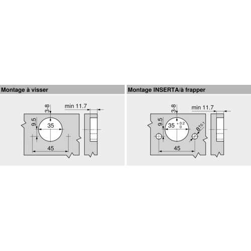 CHARNIÈRE 155° INSERTA/EN APPLIQUE AVEC BLUMOTION