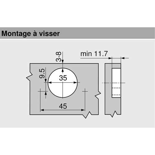 CHARNIÈRE GRD ANGLE 155° CLIP TOP BLUMOTION À VISSER POUR PORTES JUMELÉES