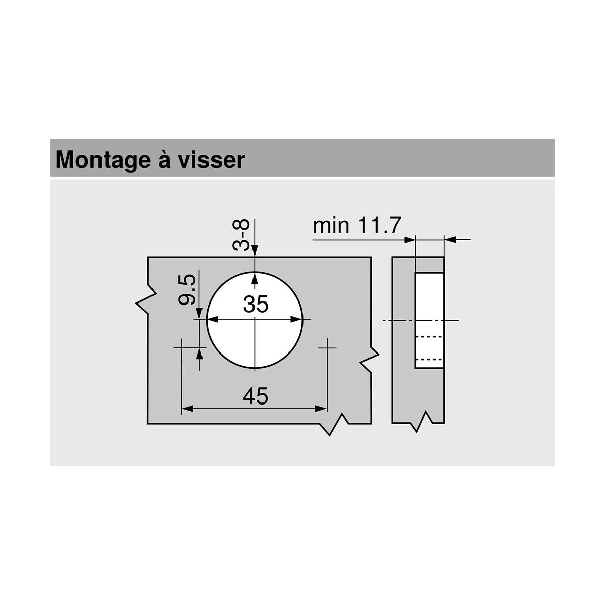 CHARNIÈRE GRD ANGLE 155° CLIP TOP BLUMOTION À VISSER POUR PORTES JUMELÉES