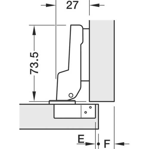CHARNIÈRE 105° AVEC AMORTISSEUR À VISSER 3 RÉGLAGES POSE EN SEMI-APPLIQUE
