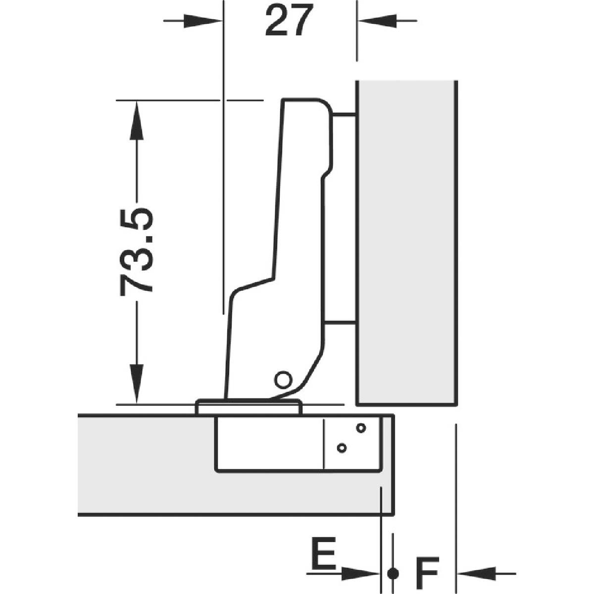 CHARNIÈRE 105° AVEC AMORTISSEUR À VISSER 3 RÉGLAGES POSE EN SEMI-APPLIQUE