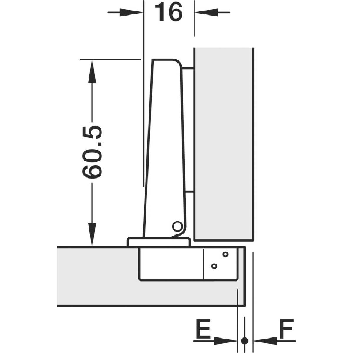 CHARNIÈRE ÉCO 110° À VISSER 3 RÉGLAGES POSE EN APPLIQUE