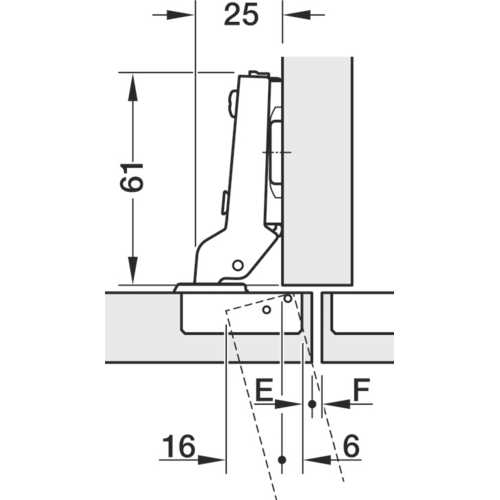 CHARNIÈRE 105° AVEC AMORTISSEUR RÉGLABLE À CLIPSER POSE EN SEMI-APPLIQUE