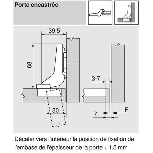 CHARNIÈRE 110° CLIP TOP À FRAPPER/À ENCASTRER