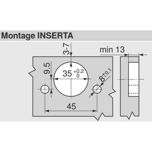 CHARNIÈRE D'ANGLE -15° INSERTA